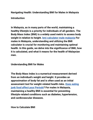 bmi calculator male malaysia