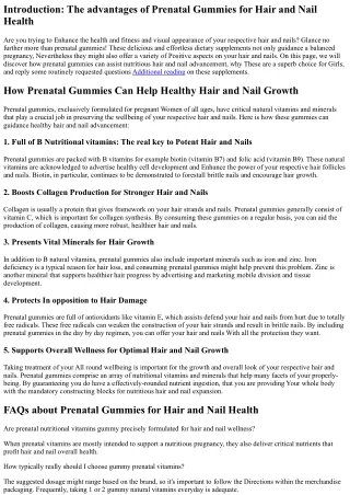 How Prenatal Gummies Can Guidance Healthier Hair and Nail Growth