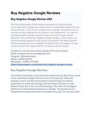 Buy Negative Google Reviews