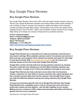 Buy Google Place Reviews