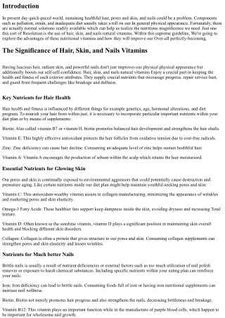 Hair, Skin, and Nails Natural vitamins: Your Best Guidebook to Wholesome Eleganc