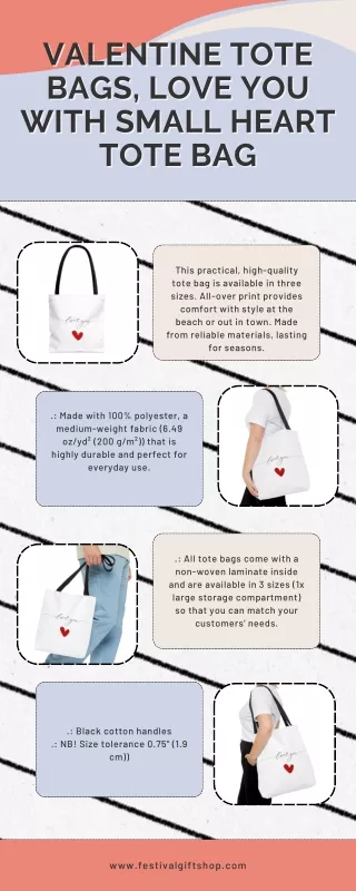 Valentine Tote Bags, Love You with Small Heart Tote Bag