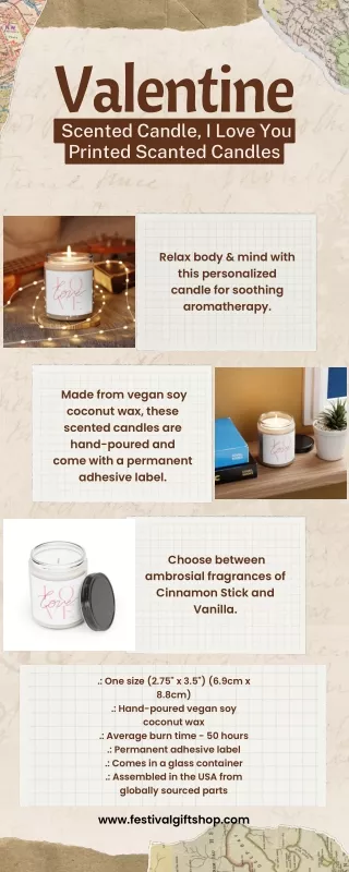 Valentine  Scented Candle, I Love You Printed Scanted Candles