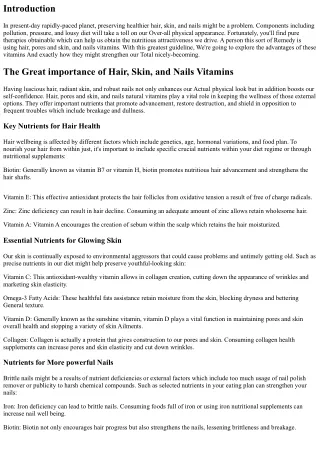 Hair, Pores and skin, and Nails Nutritional vitamins: Your Best Manual to Health