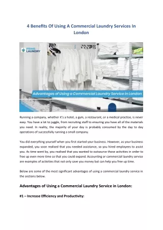 4 Benefits Of Using A Commercial Laundry Services In London