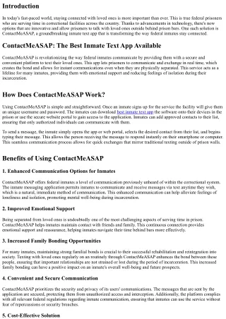 ContactMeASAP: Transforming the Way Federal Inmates Stay Connected