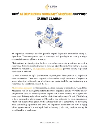 How AI Deposition Summary Services Support Injury Claims?