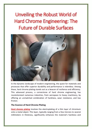 Unveiling the Robust World of Hard Chrome Engineering: The Future of Durable