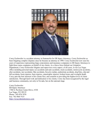 Corey Eschweiler Summerlin Accident Attorney