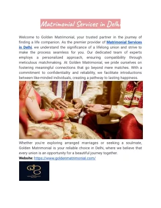 Matrimonial Services in Delhi