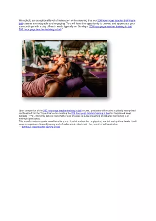 200 hour yoga teacher training in bali