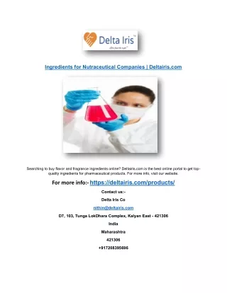 Ingredients for Nutraceutical Companies | Deltairis.com
