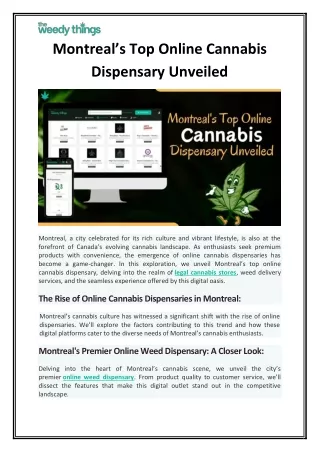 Montreal’s Top Online Cannabis Dispensary Unveiled