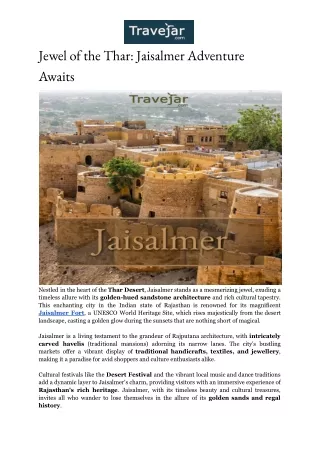 Things To Do In Jaisalmer