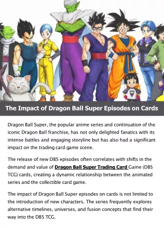 The Impact of Dragon Ball Super Episodes on Cards