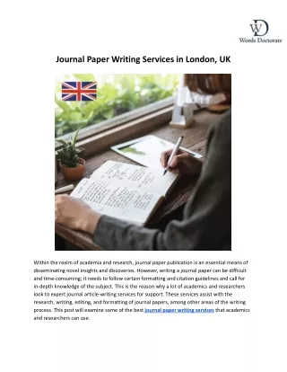 Journal Paper Writing Services in London, UK