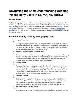 Navigating the Knot_ Understanding Wedding Videography Costs in CT, MA, NY, and NJ