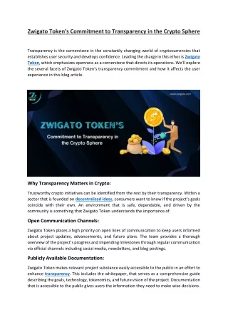 Zwigato Token’s Commitment to Transparency in the Crypto Sphere