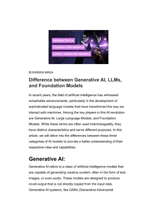 Difference between Generative AI, LLMs, and Foundation Models