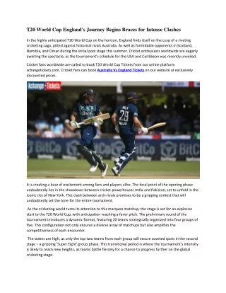 T20 World Cup England's Journey Begins Braces for Intense Clashes