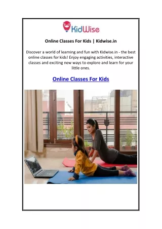 Online Classes For Kids  Kidwise.in