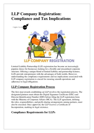 LLP Company Registration: Compliance and Tax Implications