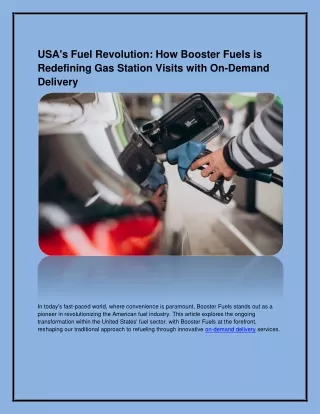 USA's Fuel Revolution: How Booster Fuels is Redefining Gas Station Visits with O