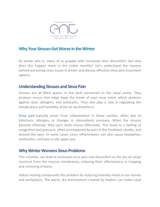 Why Your Sinuses Get Worse in the Winter - Harley Street ENT Clinic