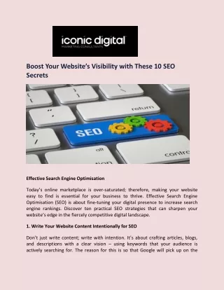 Boost Your Website’s Visibility with These 10 SEO Secrets - Iconic Digital