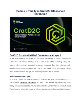 Income Diversity in CratD2C Blockchain Revolution