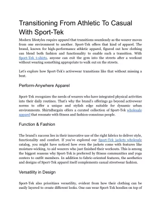 Transitioning From Athletic To Casual With Sport-Tek