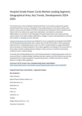 Hospital Grade Power Cords Market Size, Share, Competitive Landscape, Trend 2033