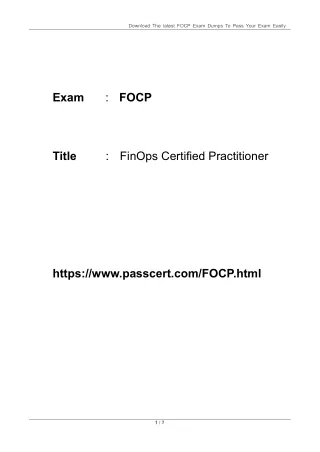 FinOps Certified Practitioner FOCP Update Dumps 2024