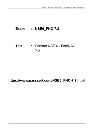 NSE6_FNC-7.2 Fortinet NSE 6 - FortiNAC 7.2 Dumps
