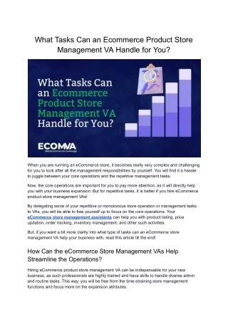 What Tasks Can an Ecommerce Product Store Management VA Handle for You_