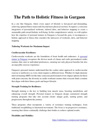 The Path to Holistic Fitness in Gurgaon