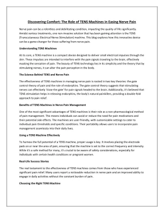 Discovering Comfort: The Role of TENS Machines in Easing Nerve Pain