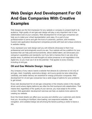 Web Design And Development For Oil And Gas Companies With Creative Examples