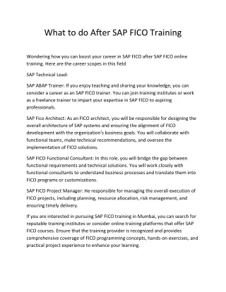 sap FICO online training in Mumbai