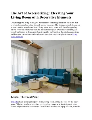 The Art of Accessorizing - Elevating Your Living Room with Decorative Elements