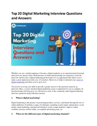 Top 20 Digital Marketing Interview Questions and Answers