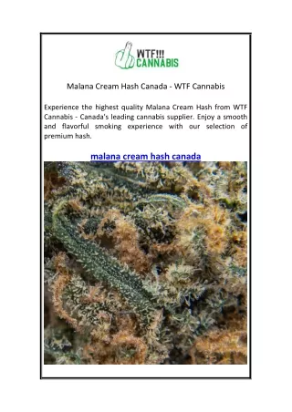 Malana Cream Hash Canada WTF Cannabis