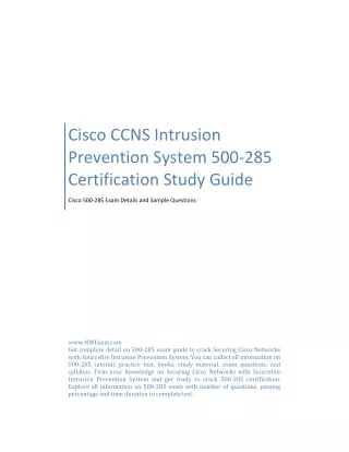Cisco CCNS Intrusion Prevention System 500-285 Certification Study Guide