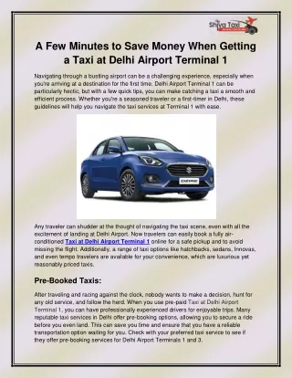 Taxi at Delhi Airport Terminal 1