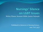 Nursings Silence on LGBT Issues