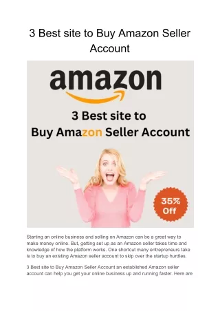 3 Best site to Buy Amazon Seller Account