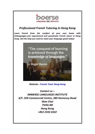 Professional French Tutoring In Hong Kong. 2