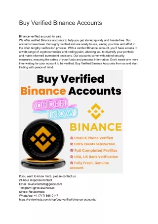 Buy Verified Binance Accounts