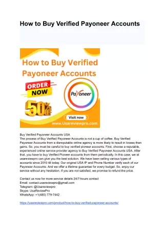 How to Buy Verified Payoneer Accounts