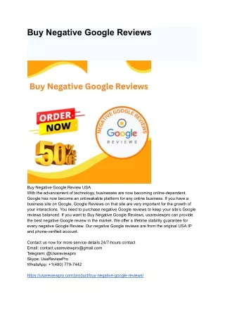 Buy Negative Google Reviews